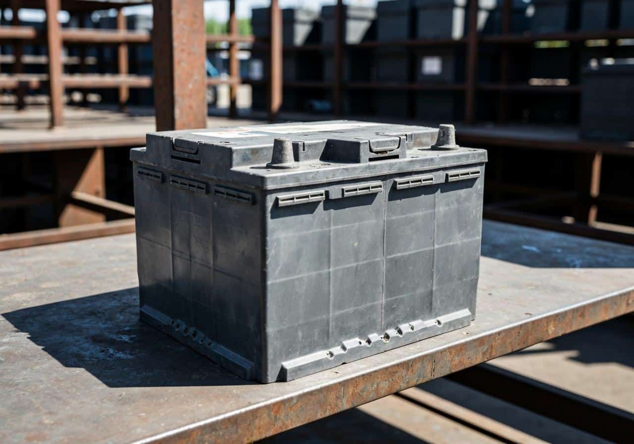 Batterie voiture plomb-acide usagée vue de près