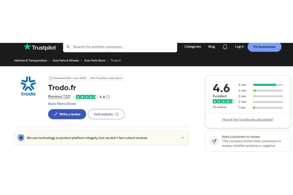 Avis trustpilot Trodo