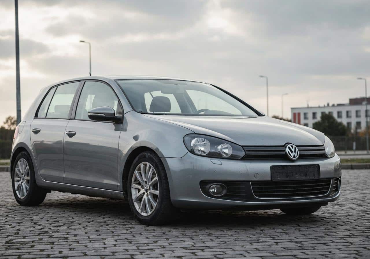 Volkswagen Golf 6 grise stationnée en rue