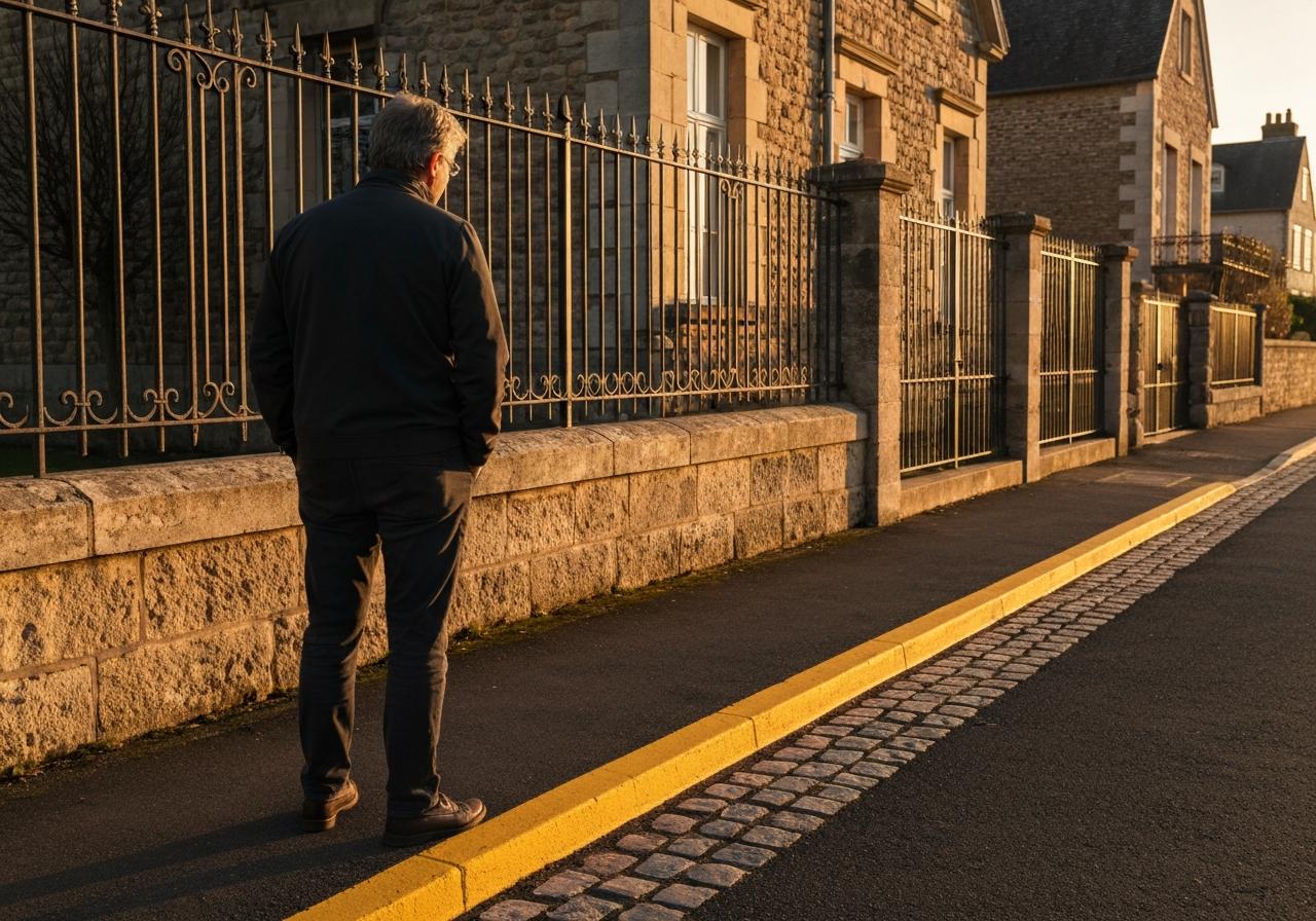 Ligne jaune devant ma maison