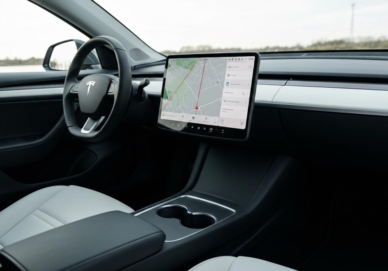 Tableau de bord numérique Tesla Model 3 intérieur