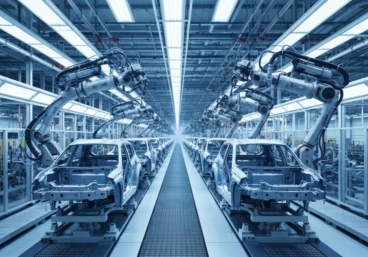 Usine automobile moderne, chaîne d'assemblage SUV