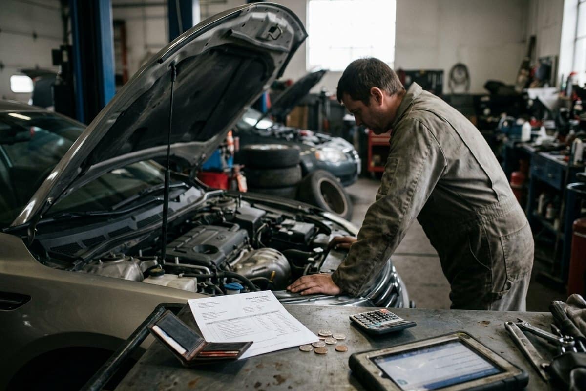 Mécanicien inspectant un moteur de voiture