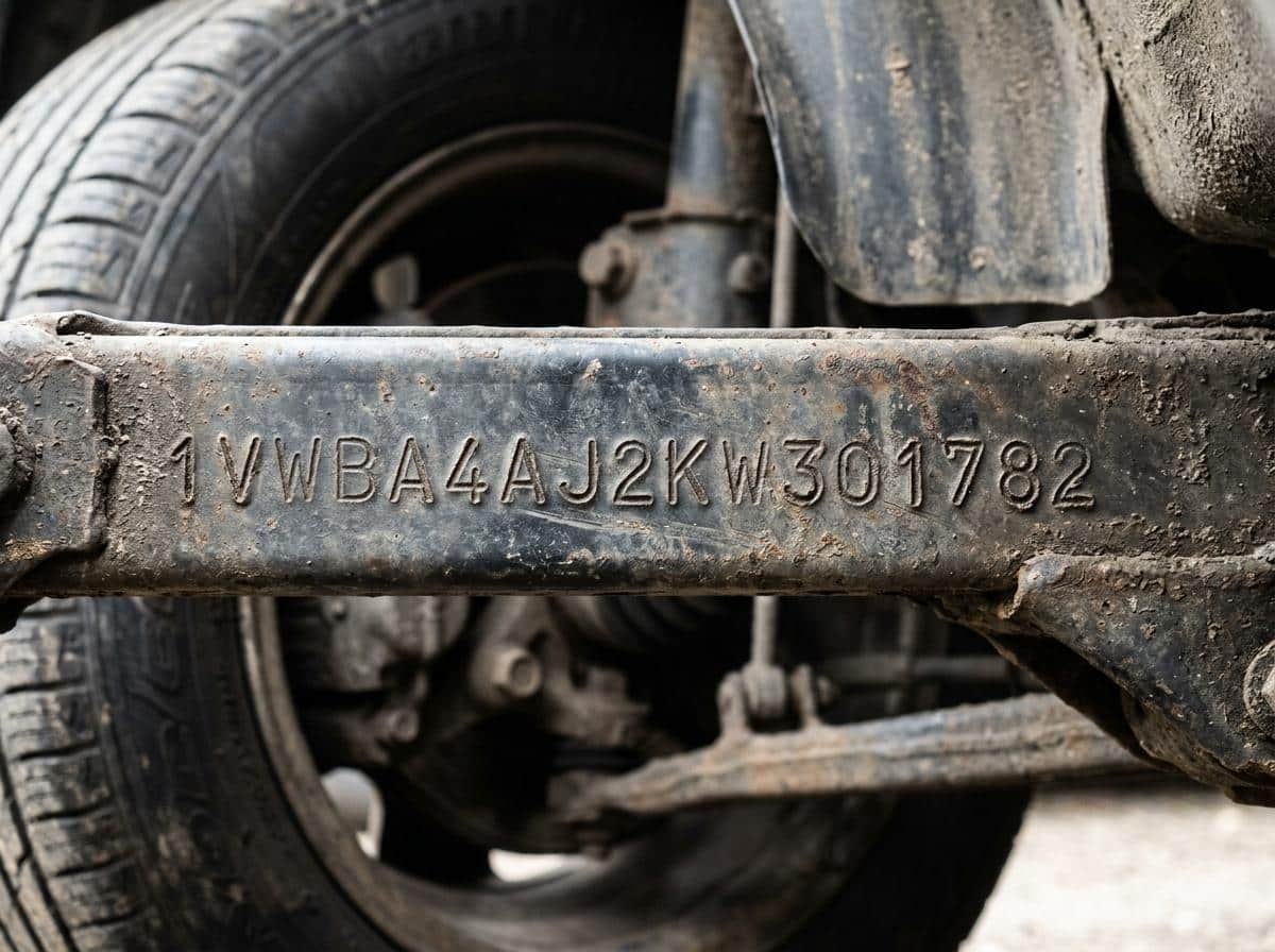 Numéro VIN gravé sur châssis de véhicule